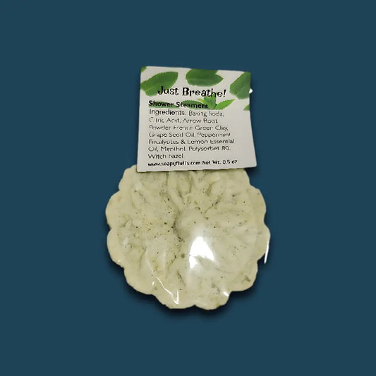 Just Breathe Shower Steamer - Sinus Relief Eucalyptus & Mint Aromatherapy - Handmade Tallow Soap in Hamilton, Ohio - Soapyfluffs