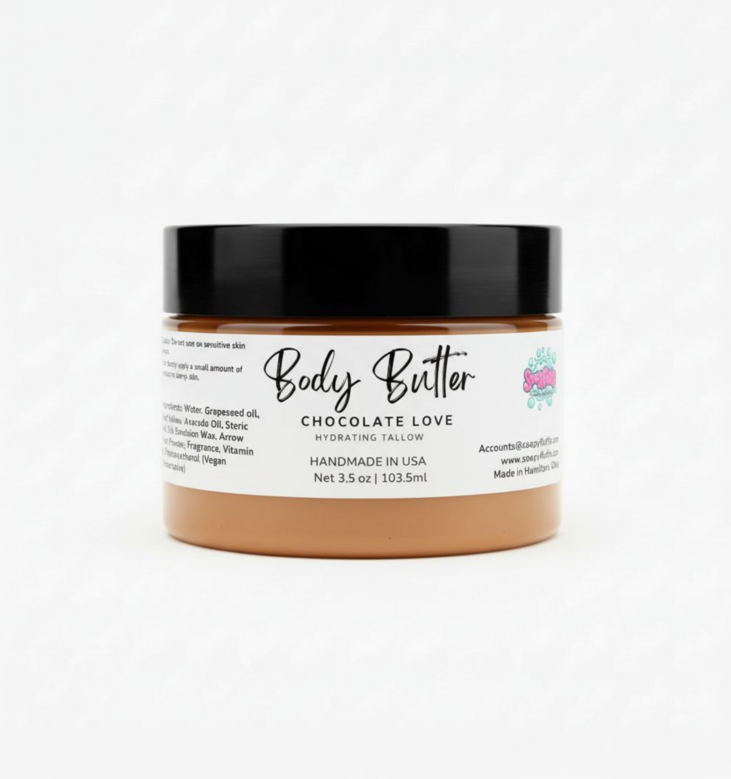Chocolate Love Body Butter - Deeply Moisturizing & Non-Toxic Tallow Cream - Handmade Tallow Soap in Hamilton, Ohio - Soapyfluffs
