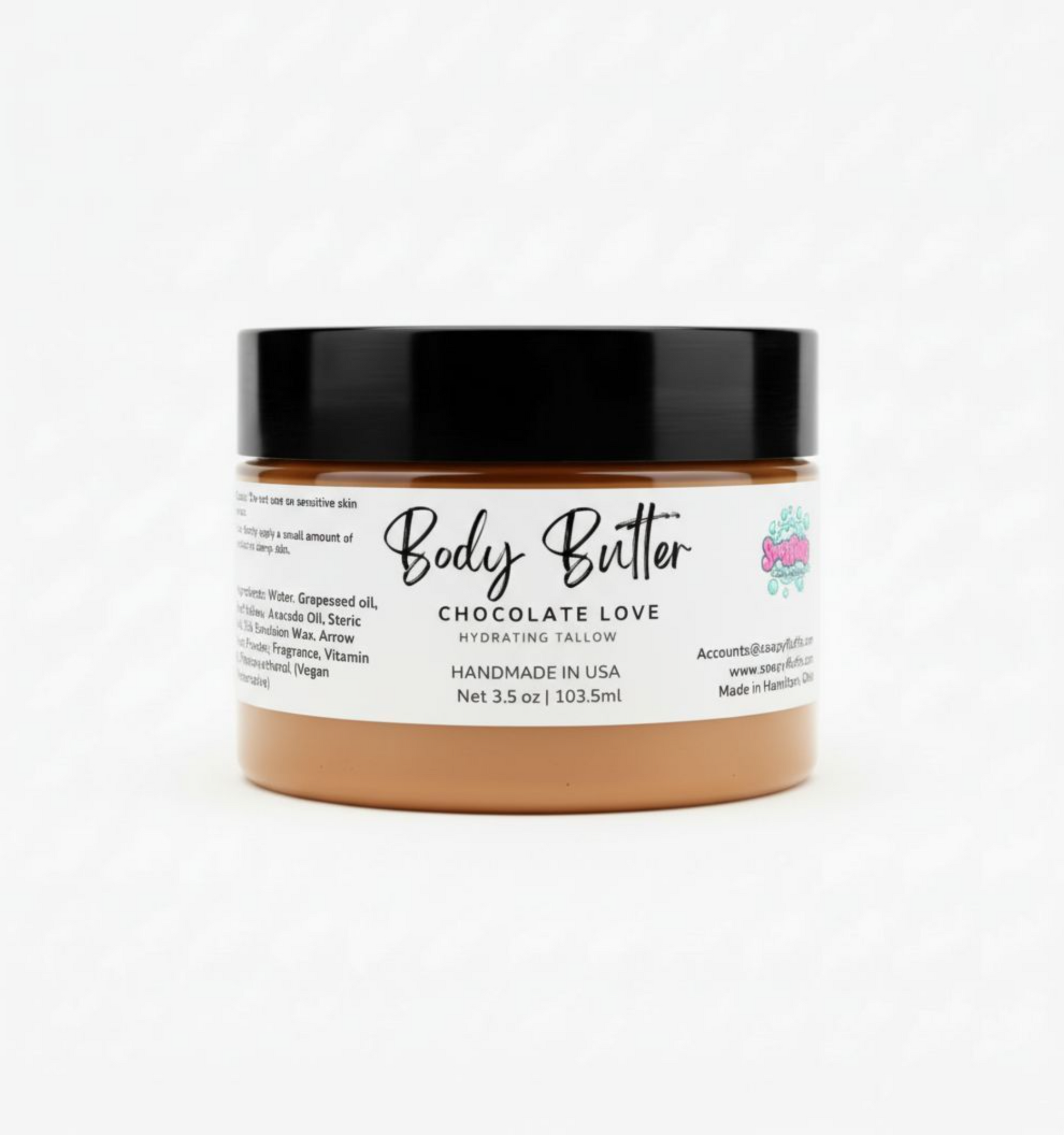 Chocolate Love Body Butter - Deeply Moisturizing & Non-Toxic Tallow Cream - Handmade Tallow Soap in Hamilton, Ohio - Soapyfluffs