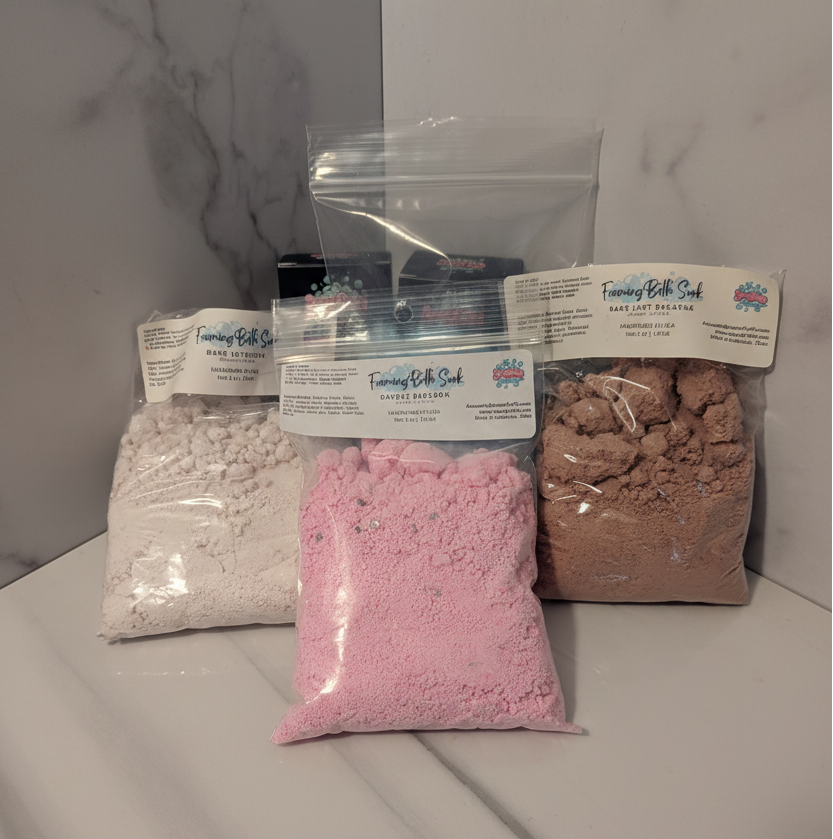 Foaming Bath Soak Gift Set — Eczema-Friendly Bath Powder for Kids & Sensitive Skin - Handmade Tallow Soap in Hamilton, Ohio - Soapyfluffs