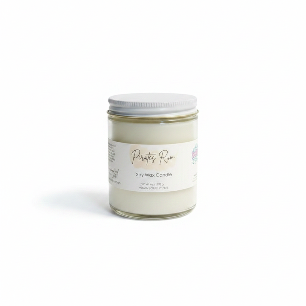 Pirate's Rum Soy Candle - Bold Spiced Rum & Ocean Breeze Non-Toxic Candle - Handmade Tallow Soap in Hamilton, Ohio - Soapyfluffs