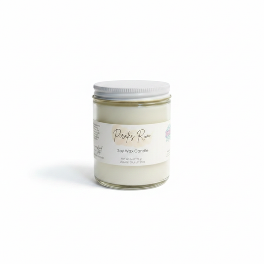 Pirate's Rum Soy Candle - Bold Spiced Rum & Ocean Breeze Non-Toxic Candle - Handmade Tallow Soap in Hamilton, Ohio - Soapyfluffs